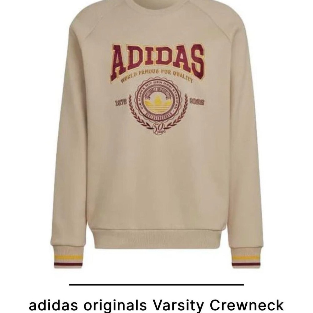 Adidas Cream Crewneck Varsity Sweater